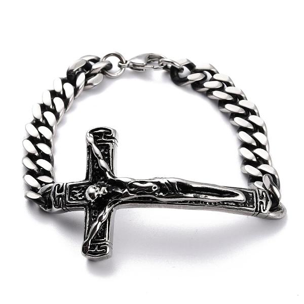 PandaHall 304 Stainless Steel Curb Chain Bracelets Link Bracelets, Crucifix Cross, Faceted, For Easter, Antique Silver, 8-5/8 inch(220mm)...
PandaHall 304 Stainless Steel Curb Chain Bracelets Link Bracelets, Crucifix Cross, Faceted, For Easter, Antique Silver, 8-5/8 inch(220mm)...