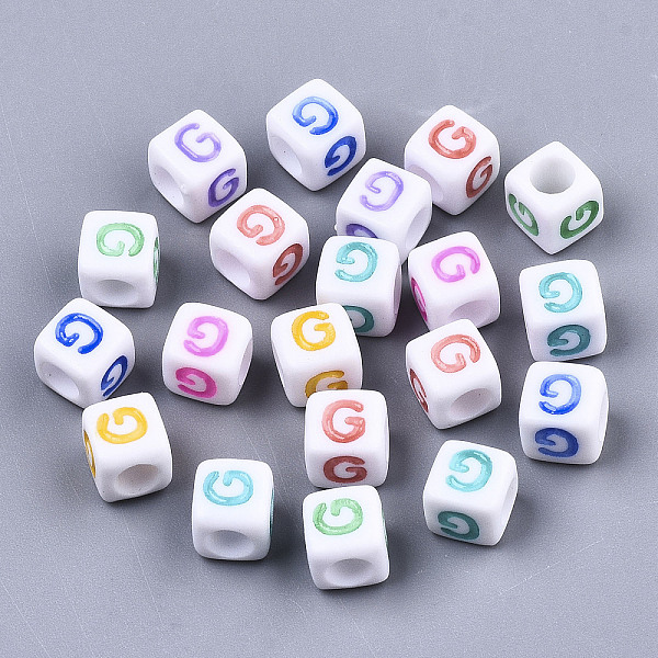 PandaHall Opaque White Acrylic Beads, with Enamel, Horizontal Hole, Cube with Mixed Color Letter, Letter.G, 6x6x6mm, Hole: 3mm, about..., Multicolor
PandaHall Opaque White Acrylic Beads, with Enamel, Horizontal Hole, Cube with Mixed Color Letter, Letter.G, 6x6x6mm, Hole: 3mm, about..., Multicolor
