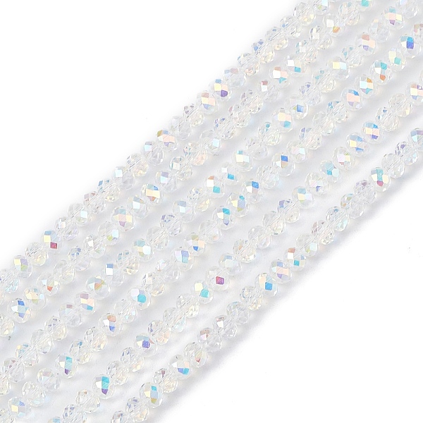 PandaHall Transparent Electroplate Glass Beads Strands, Faceted, Rondelle, AB Color Plated, Clear AB, 4~4.5x3~3.5mm, Hole: 0.8mm, about..., White
PandaHall Transparent Electroplate Glass Beads Strands, Faceted, Rondelle, AB Color Plated, Clear AB, 4~4.5x3~3.5mm, Hole: 0.8mm, about..., White