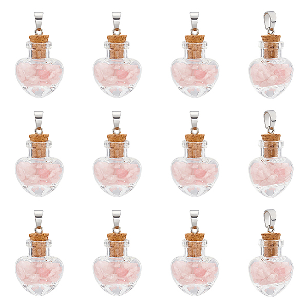 PandaHall Unicraftale 12Pcs Heart Glass Bottle with Rose Quartz inside Pendants, with 304 Stainless Steel Findings, 31x22x11mm, Hole: 7x4mm...
PandaHall Unicraftale 12Pcs Heart Glass Bottle with Rose Quartz inside Pendants, with 304 Stainless Steel Findings, 31x22x11mm, Hole: 7x4mm...