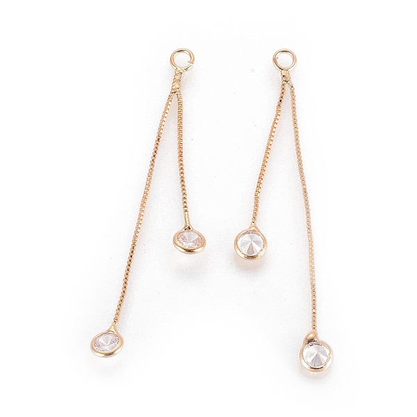 PandaHall Brass Box Chain Tassel Pendants, Real 18K Gold Plated, with Cubic Zirconia, Clear, 47mm, Hole: 1.5mm Brass Clear
PandaHall Brass Box Chain Tassel Pendants, Real 18K Gold Plated, with Cubic Zirconia, Clear, 47mm, Hole: 1.5mm Brass Clear