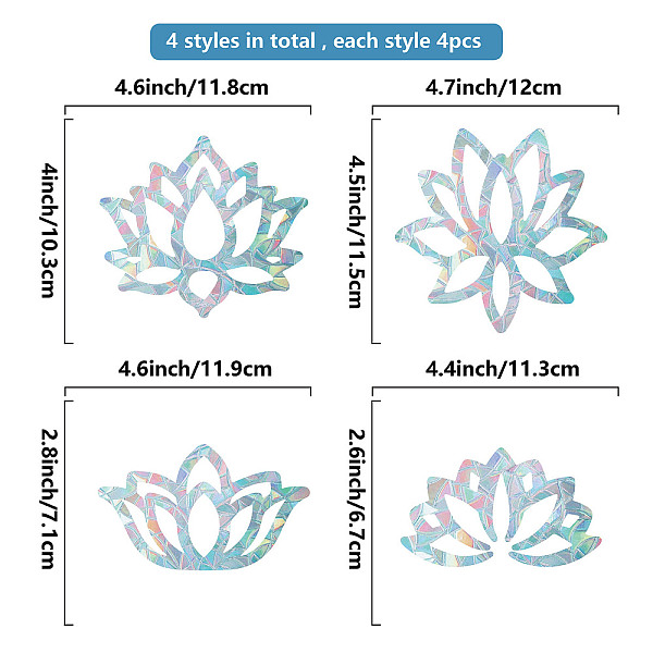 PandaHall 16 Sheets 4 Styles Waterproof PVC Colored Laser Stained Window Film Static Stickers, Electrostatic Window Decals, Lotus Pattern...
PandaHall 16 Sheets 4 Styles Waterproof PVC Colored Laser Stained Window Film Static Stickers, Electrostatic Window Decals, Lotus Pattern...