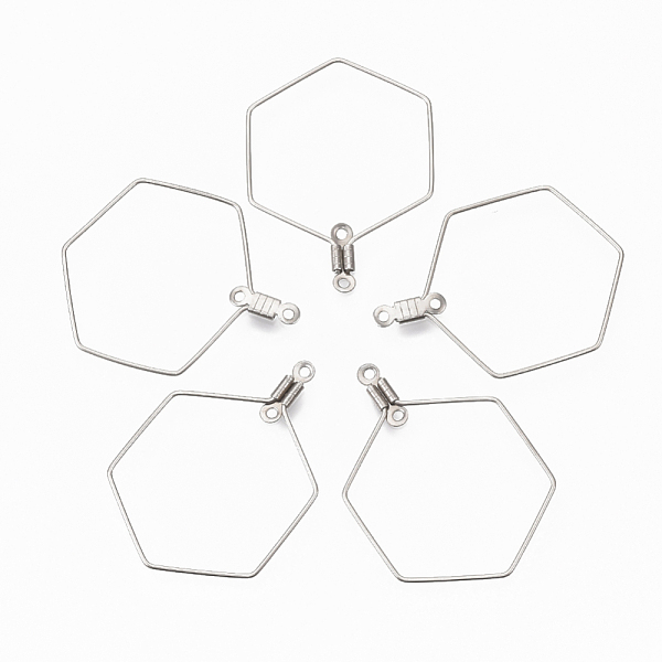PandaHall 304 Stainless Steel Wire Pendants, Hoop Earring Findings, Hexagon, Stainless Steel Color, 18 Gauge, 34.5x25x1mm, Hole: 1.2mm 304...
PandaHall 304 Stainless Steel Wire Pendants, Hoop Earring Findings, Hexagon, Stainless Steel Color, 18 Gauge, 34.5x25x1mm, Hole: 1.2mm 304...