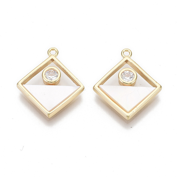 PandaHall Brass Micro Pave Clear Cubic Zirconia Pendants, with Natural Shell, Rhombus, Real 18K Gold Plated, Nickel Free, Seashell Color...
PandaHall Brass Micro Pave Clear Cubic Zirconia Pendants, with Natural Shell, Rhombus, Real 18K Gold Plated, Nickel Free, Seashell Color...