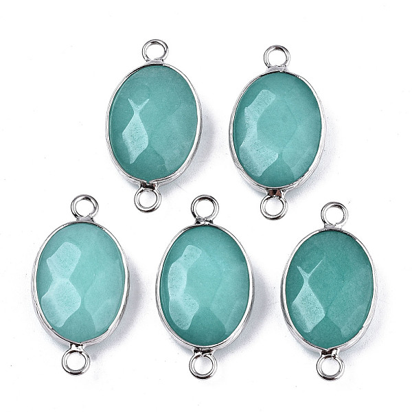 PandaHall Natural White Jade Links/Connectors, Platinum Tone Brass Edge, Faceted Oval, Dark Turquoise, 27.5x14~15x6mm, Hole: 2mm White Jade...
PandaHall Natural White Jade Links/Connectors, Platinum Tone Brass Edge, Faceted Oval, Dark Turquoise, 27.5x14~15x6mm, Hole: 2mm White Jade...