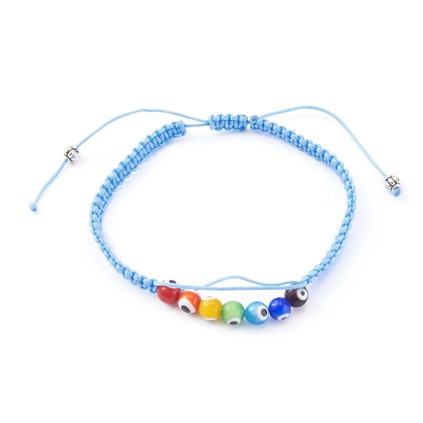 PandaHall Chakra Jewelry, Adjustable Nylon Cord Braided Bead Bracelet, with Evil Eye Lampwork Round Beads and Alloy Spacer Beads, Light Sky...
PandaHall Chakra Jewelry, Adjustable Nylon Cord Braided Bead Bracelet, with Evil Eye Lampwork Round Beads and Alloy Spacer Beads, Light Sky...
