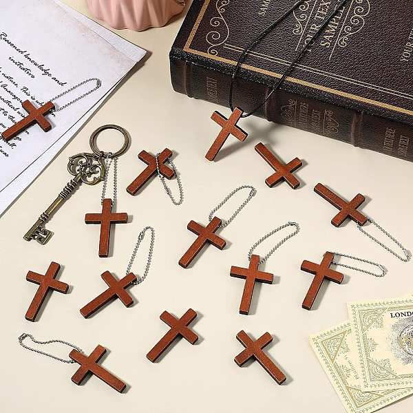 PandaHall Wooden Cross Pendant Decoration, with Ball Chain, Religion, Coconut Brown, 45x30x5mm Wood Cross
PandaHall Wooden Cross Pendant Decoration, with Ball Chain, Religion, Coconut Brown, 45x30x5mm Wood Cross