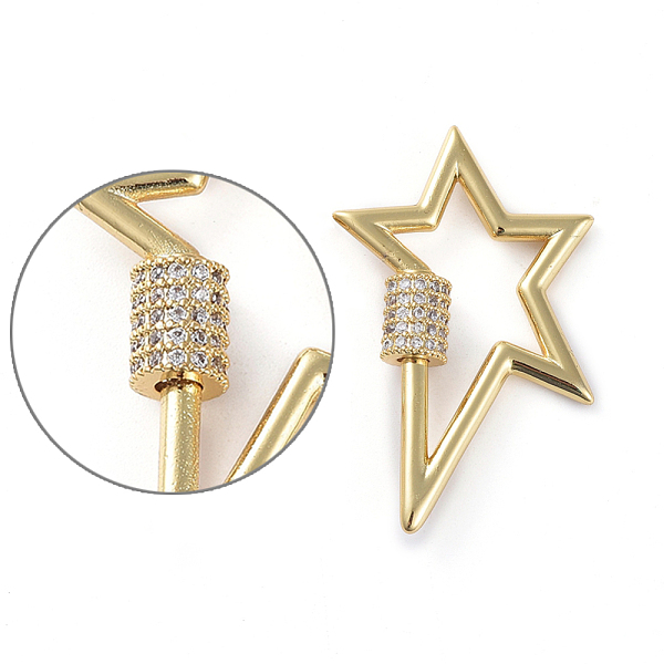 PandaHall Brass Micro Pave Cubic Zirconia Screw Carabiner Lock Charms, for Necklaces Making, Long-Lasting Plated, Matte Style, Star, Clear...
PandaHall Brass Micro Pave Cubic Zirconia Screw Carabiner Lock Charms, for Necklaces Making, Long-Lasting Plated, Matte Style, Star, Clear...