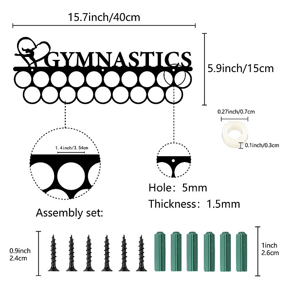 PandaHall Iron Medal Holder Frame, Medals Display Hanger Rack, with Screws, Black, Gymnastics, Word, 15x40cm, Hole: 5mm Iron Word Black
PandaHall Iron Medal Holder Frame, Medals Display Hanger Rack, with Screws, Black, Gymnastics, Word, 15x40cm, Hole: 5mm Iron Word Black