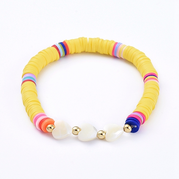 PandaHall Stretch Bracelets, with Handmade Polymer Clay Heishi Beads, Heart Natural Sea Shell Beads and Round Brass Beads, Yellow, 2-1/4...
PandaHall Stretch Bracelets, with Handmade Polymer Clay Heishi Beads, Heart Natural Sea Shell Beads and Round Brass Beads, Yellow, 2-1/4...