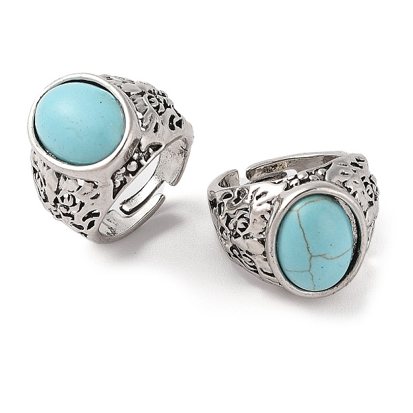 PandaHall Oval Synthetic Turquoise Cuff Rings, Alloy Wide Band Open Rings for Women, Cadmium Free & Lead Free, Antique Silver, 19mm, Inner...
PandaHall Oval Synthetic Turquoise Cuff Rings, Alloy Wide Band Open Rings for Women, Cadmium Free & Lead Free, Antique Silver, 19mm, Inner...