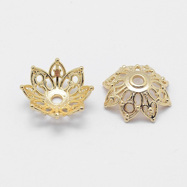 PandaHall 8-Petal Brass Caps, Long-Lasting Plated, Real 18K Gold Plated, Nickel Free, Flower, 16x6mm, Hole: 2mm Brass
PandaHall 8-Petal Brass Caps, Long-Lasting Plated, Real 18K Gold Plated, Nickel Free, Flower, 16x6mm, Hole: 2mm Brass