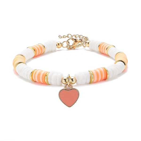 PandaHall Heart Charm Bracelet, Polymer Clay Heishi Surfer Bracelet, Preppy Jewelry for Women, Golden, Orange, 7-5/8 inch(19.4cm) Polymer...
PandaHall Heart Charm Bracelet, Polymer Clay Heishi Surfer Bracelet, Preppy Jewelry for Women, Golden, Orange, 7-5/8 inch(19.4cm) Polymer...