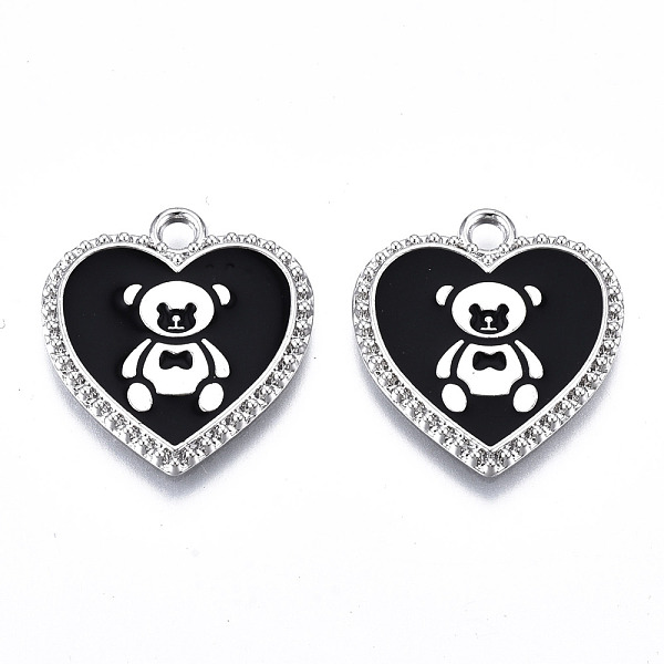 PandaHall Eco-Friendly Alloy Enamel Pendants, Cadmium Free & Lead Free & Nickel Free, Heart with Bear, Platinum, 21x19.5x1.5mm, Hole: 2mm..., Black
PandaHall Eco-Friendly Alloy Enamel Pendants, Cadmium Free & Lead Free & Nickel Free, Heart with Bear, Platinum, 21x19.5x1.5mm, Hole: 2mm..., Black
