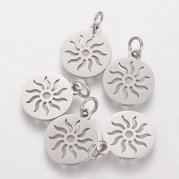 PandaHall 304 Stainless Steel Pendants, Flat Round with Sun, Stainless Steel Color, 14x12x1.1mm, Hole: 3mm 304 Stainless Steel Flat Round
PandaHall 304 Stainless Steel Pendants, Flat Round with Sun, Stainless Steel Color, 14x12x1.1mm, Hole: 3mm 304 Stainless Steel Flat Round