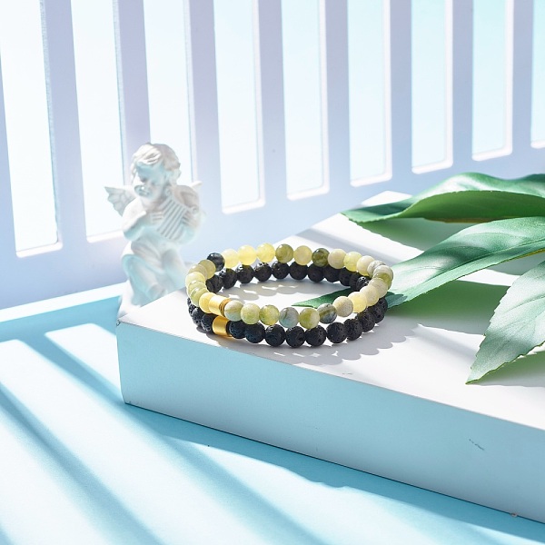 PandaHall 2Pcs 2 Style Natural Qinghua Jade & Lava Rock Round Beaded Stretch Bracelets Set with Column Synthetic Hematite, Oil Diffuser...
PandaHall 2Pcs 2 Style Natural Qinghua Jade & Lava Rock Round Beaded Stretch Bracelets Set with Column Synthetic Hematite, Oil Diffuser...