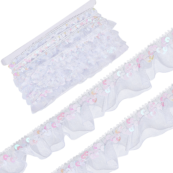 PandaHall Chinlon Pleated Lace Trim, with Sequin, for Sewing, Gift Package Wrapping, Floral Designing, White, 1-1/8 inch(30mm), about 12.03...
PandaHall Chinlon Pleated Lace Trim, with Sequin, for Sewing, Gift Package Wrapping, Floral Designing, White, 1-1/8 inch(30mm), about 12.03...