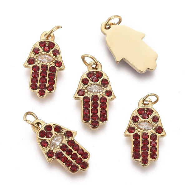 PandaHall 316 Surgical Stainless Steel Charms, with Rhinestone and Jump Rings, Hamsa Hand/Hand of Fatima/Hand of Miriam, Golden, Siam..., Red
PandaHall 316 Surgical Stainless Steel Charms, with Rhinestone and Jump Rings, Hamsa Hand/Hand of Fatima/Hand of Miriam, Golden, Siam..., Red