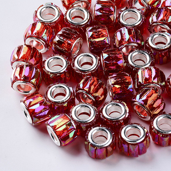 PandaHall Transparent Resin European Beads, Large Hole Beads, with Silver Color Plated Double Brass Cores, Faceted, AB Color Plated, Column..., Red
PandaHall Transparent Resin European Beads, Large Hole Beads, with Silver Color Plated Double Brass Cores, Faceted, AB Color Plated, Column..., Red