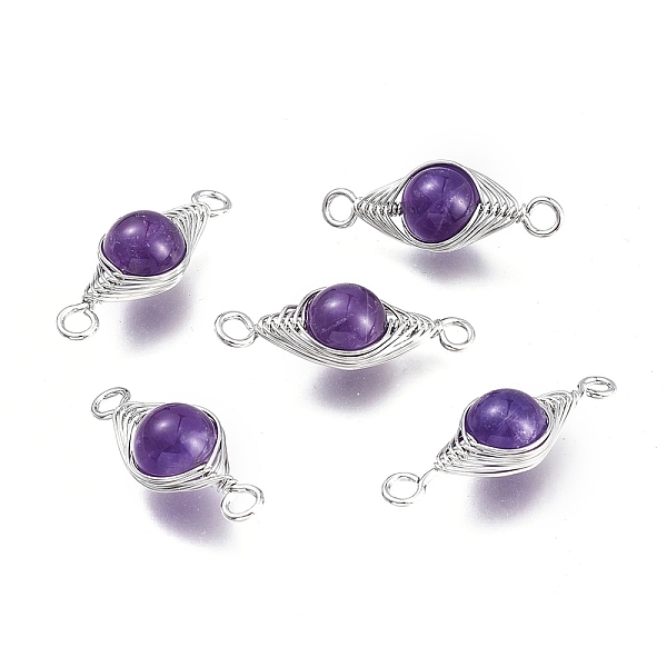PandaHall Natural Amethyst Links Connectors, Wire Wrapped Links, with Platinum Tone Brass Wires, Round, Undyed, 34x11x10mm, Hole: 2.5mm...
PandaHall Natural Amethyst Links Connectors, Wire Wrapped Links, with Platinum Tone Brass Wires, Round, Undyed, 34x11x10mm, Hole: 2.5mm...