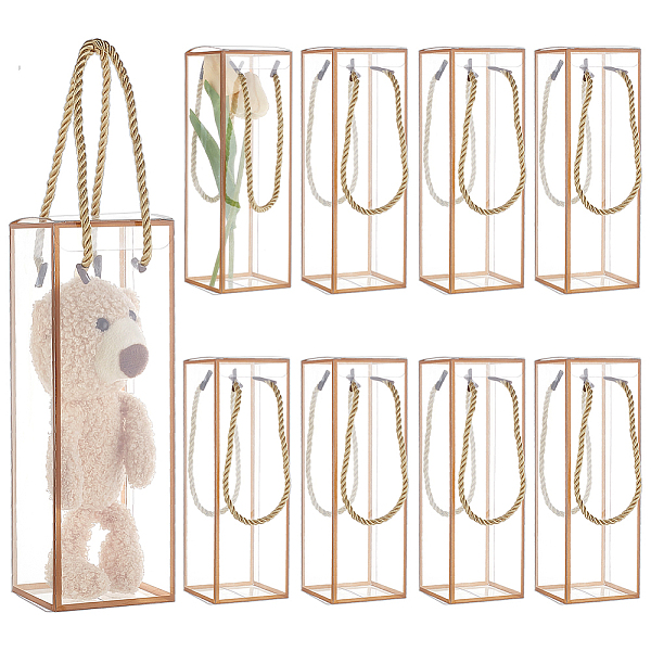 PandaHall Transparent PVC Plastic Gift Box, with Polyester Cord, Rectangle, Dark Goldenrod, Finished Product: 7x7x21cm, about 3pcs/set...
PandaHall Transparent PVC Plastic Gift Box, with Polyester Cord, Rectangle, Dark Goldenrod, Finished Product: 7x7x21cm, about 3pcs/set...