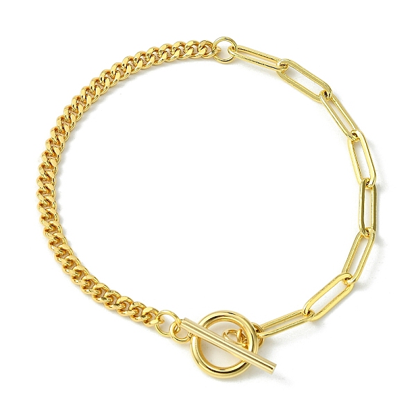 PandaHall Brass Curb & Paperclip Chain Bracelet with Toggle Clasps, Golden, 7-1/2 inch(19cm) Brass
PandaHall Brass Curb & Paperclip Chain Bracelet with Toggle Clasps, Golden, 7-1/2 inch(19cm) Brass