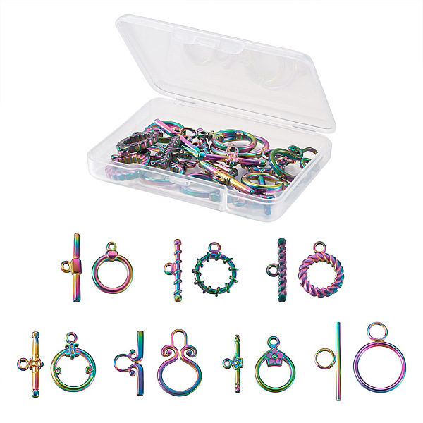 PandaHall Biyun 14 Sets 7 Style Vacuum Plating 304 Stainless Steel Toggle Clasps, Ring, Mixed Color, 2sets/style 304 Stainless Steel Ring
PandaHall Biyun 14 Sets 7 Style Vacuum Plating 304 Stainless Steel Toggle Clasps, Ring, Mixed Color, 2sets/style 304 Stainless Steel Ring