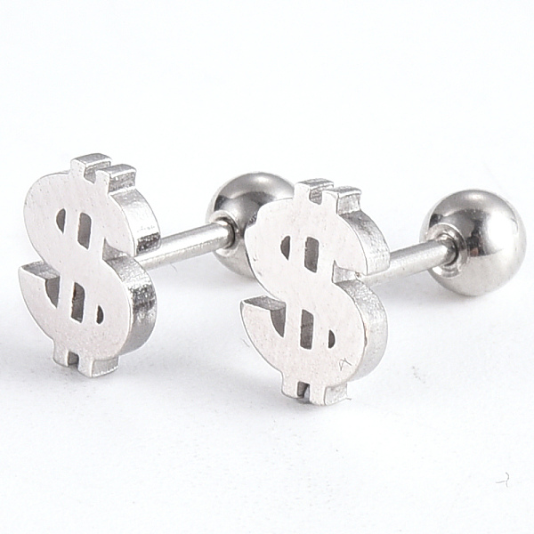 PandaHall 201 Stainless Steel Barbell Cartilage Earrings, Screw Back Earrings, with 304 Stainless Steel Pins, Dollar Sign, Stainless Steel...
PandaHall 201 Stainless Steel Barbell Cartilage Earrings, Screw Back Earrings, with 304 Stainless Steel Pins, Dollar Sign, Stainless Steel...