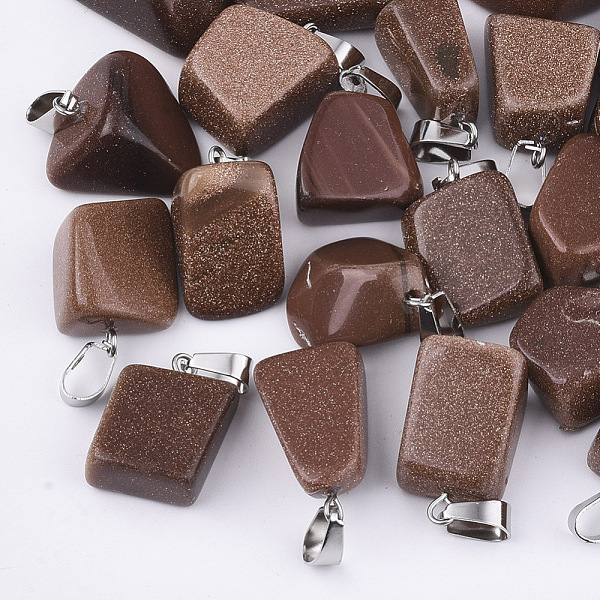 PandaHall Synthetic Goldstone Pendants, with Stainless Steel Snap On Bails, Nuggets, 15~35x10~20x5~15mm, Hole: 3x7.5mm Goldstone Nuggets
PandaHall Synthetic Goldstone Pendants, with Stainless Steel Snap On Bails, Nuggets, 15~35x10~20x5~15mm, Hole: 3x7.5mm Goldstone Nuggets