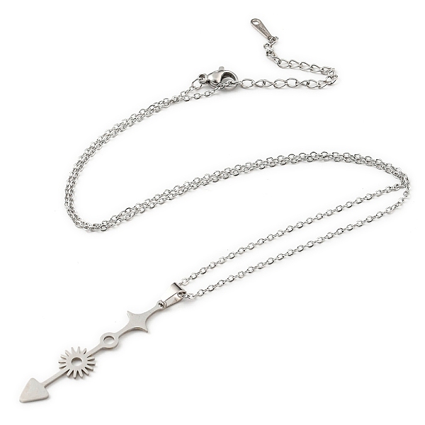 PandaHall 201 Stainless Steel Arrow & Sun & Star Pendant Necklace with Cable Chains, Stainless Steel Color, 17.72 inch(45cm) 201 Stainless...
PandaHall 201 Stainless Steel Arrow & Sun & Star Pendant Necklace with Cable Chains, Stainless Steel Color, 17.72 inch(45cm) 201 Stainless...