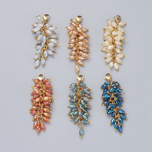 PandaHall Electroplate Glass Cluster Beads Pendants, with 304 Stainless Steel Lobster Claw Clasps, Golden, Mixed Color, 60mm Stainless..., Multicolor
PandaHall Electroplate Glass Cluster Beads Pendants, with 304 Stainless Steel Lobster Claw Clasps, Golden, Mixed Color, 60mm Stainless..., Multicolor