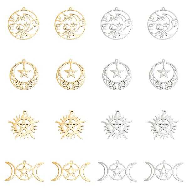 PandaHall DICOSMETIC 16Pcs 8 Style Sun Moon Star Pendant Celestial with Cloud Charm Hollow Round Charm Sunshine Pendant Stainless Steel...
PandaHall DICOSMETIC 16Pcs 8 Style Sun Moon Star Pendant Celestial with Cloud Charm Hollow Round Charm Sunshine Pendant Stainless Steel...