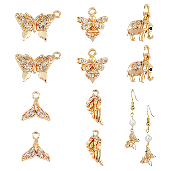 PandaHall SUPERFINDINGS 10Pcs Butterfly Brass Cubic Zirconia Pendants 5 Styles Animals Charms 14K Gold Plated Elephant Hanging Dangle with..., Clear
PandaHall SUPERFINDINGS 10Pcs Butterfly Brass Cubic Zirconia Pendants 5 Styles Animals Charms 14K Gold Plated Elephant Hanging Dangle with..., Clear
