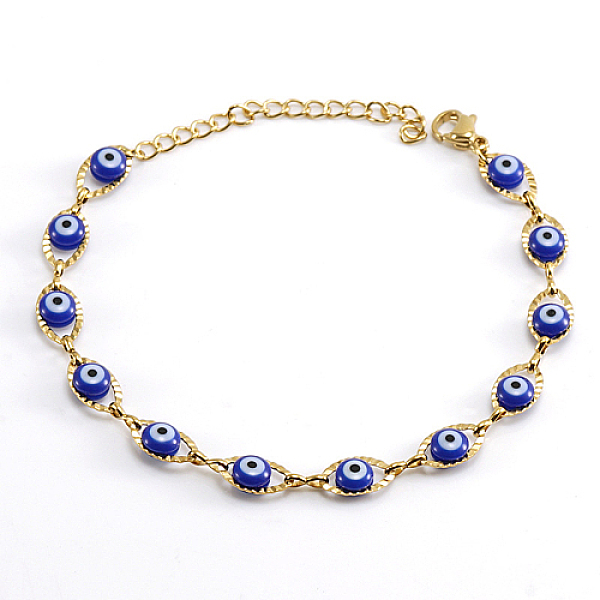 PandaHall Golden Stainless Steel Enamel Horse Eye Link Chain Bracelets, Blue, 6-3/4 inch(17cm) Stainless Steel Horse Eye Blue
PandaHall Golden Stainless Steel Enamel Horse Eye Link Chain Bracelets, Blue, 6-3/4 inch(17cm) Stainless Steel Horse Eye Blue