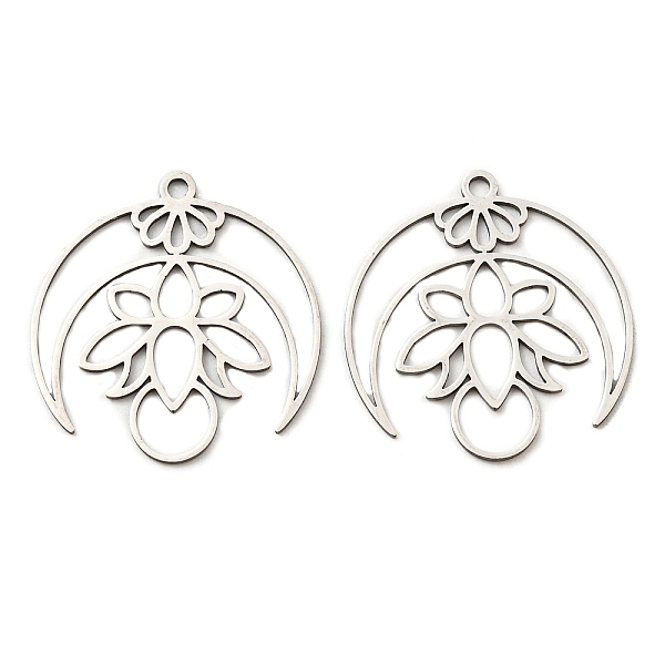 PandaHall 201 Stainless Steel Pendants, Laser Cut, Double Horn/Crescent Moon with Lotus Charm, Stainless Steel Color, 28x27x1mm, Hole: 1.8mm...
PandaHall 201 Stainless Steel Pendants, Laser Cut, Double Horn/Crescent Moon with Lotus Charm, Stainless Steel Color, 28x27x1mm, Hole: 1.8mm...