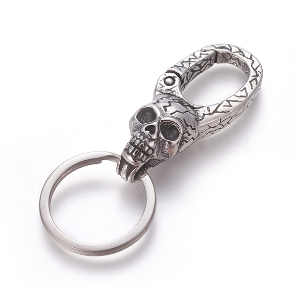 PandaHall 304 Stainless Steel Split Key Rings, Keychain Clasp Findings, Skull, Antique Silver, 72.5mm, Ring: 28x2.5mm, 22mm Inner Diameter...
PandaHall 304 Stainless Steel Split Key Rings, Keychain Clasp Findings, Skull, Antique Silver, 72.5mm, Ring: 28x2.5mm, 22mm Inner Diameter...