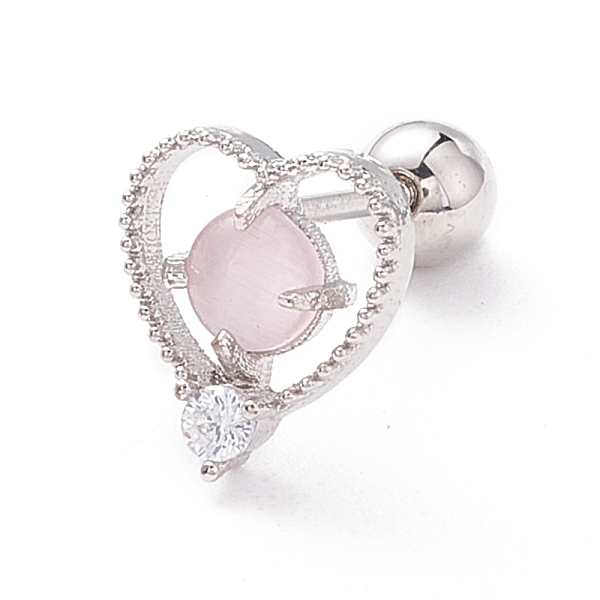 PandaHall Heart Cat Eye Stud Earrings for Women, Clear Cubic Zirconia Earrings with Screw Back Ball Tragus, Platinum, 9x8x3mm, Pin: 0.7mm...
PandaHall Heart Cat Eye Stud Earrings for Women, Clear Cubic Zirconia Earrings with Screw Back Ball Tragus, Platinum, 9x8x3mm, Pin: 0.7mm...