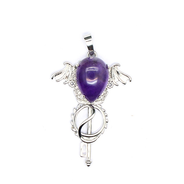 PandaHall Natural Amethyst Teardrop Pendants, Platinum Tone Brass Key Scepter Wing Charms, 45x35x9mm Amethyst Key
PandaHall Natural Amethyst Teardrop Pendants, Platinum Tone Brass Key Scepter Wing Charms, 45x35x9mm Amethyst Key