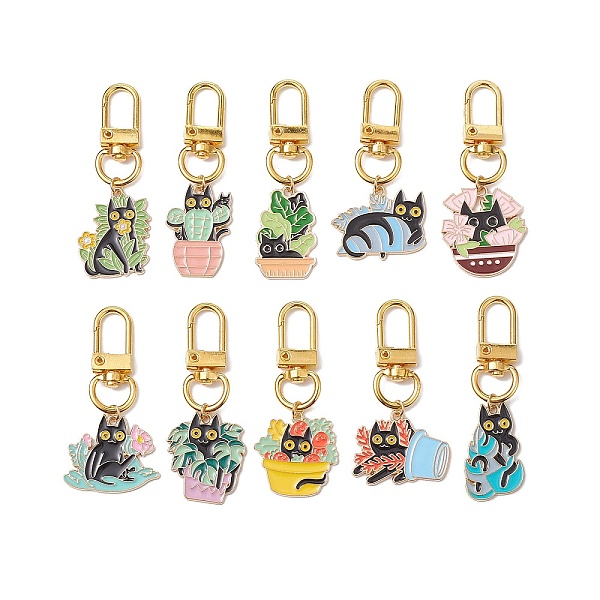 PandaHall 10Pcs 10 Styles Plant with Cat Alloy Enamel Pendant Decorations, Swivel Clasps Charms for Bag Ornaments, Mixed Color, 55~66mm..., Multicolor
PandaHall 10Pcs 10 Styles Plant with Cat Alloy Enamel Pendant Decorations, Swivel Clasps Charms for Bag Ornaments, Mixed Color, 55~66mm..., Multicolor