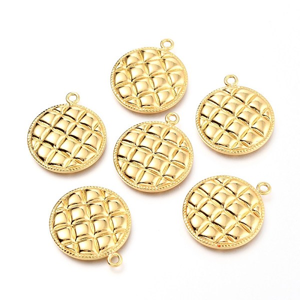 PandaHall Brass Pendants, Flat Round with Grid Pattern, Real 18K Gold Plated, 26x22x3mm, Hole: 1.6mm Brass Flat Round
PandaHall Brass Pendants, Flat Round with Grid Pattern, Real 18K Gold Plated, 26x22x3mm, Hole: 1.6mm Brass Flat Round