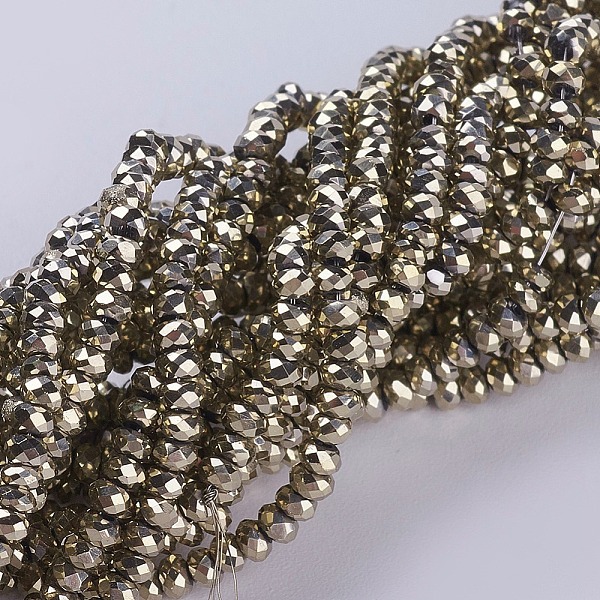 PandaHall Electroplate Glass Beads Strands, Full Plated, Faceted, Rondelle, Golden Plated, 2.5x1mm, Hole: 0.5mm, about 185~190pcs/strand, 13...
PandaHall Electroplate Glass Beads Strands, Full Plated, Faceted, Rondelle, Golden Plated, 2.5x1mm, Hole: 0.5mm, about 185~190pcs/strand, 13...