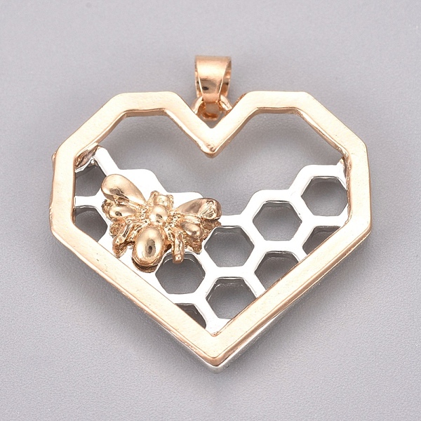 PandaHall Alloy Pendants, Heart with Bees and Honeycomb, for Jewelry Making, Platinum & Golden, 37.2x28.5x4mm, Hole: 4.2x3.2mm Alloy Heart
PandaHall Alloy Pendants, Heart with Bees and Honeycomb, for Jewelry Making, Platinum & Golden, 37.2x28.5x4mm, Hole: 4.2x3.2mm Alloy Heart