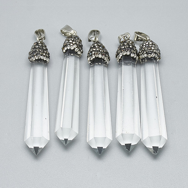 PandaHall Natural Quartz Crystal Big Pendants, with Rhinestone and Brass Findings, Platinum, Jet, 58~62x9~10x10~11mm, Hole: 7x4mm Quartz..., Black
PandaHall Natural Quartz Crystal Big Pendants, with Rhinestone and Brass Findings, Platinum, Jet, 58~62x9~10x10~11mm, Hole: 7x4mm Quartz..., Black