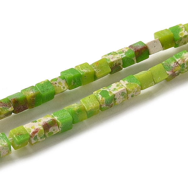 PandaHall Synthesis Imperial Jasper Beads Strands, Dyed, Cube, Yellow Green, 2~2.5x2.5~3.5x2.5~3mm, Hole: 0.4mm, about 157~165pcs/strand...
PandaHall Synthesis Imperial Jasper Beads Strands, Dyed, Cube, Yellow Green, 2~2.5x2.5~3.5x2.5~3mm, Hole: 0.4mm, about 157~165pcs/strand...