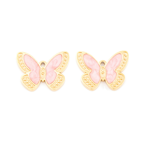 PandaHall Ion Plating(IP) 304 Stainless Steel Charms, with Enamel, Real 18K Gold Plated, Butterfly Charm, Misty Rose, 11.5x14.5x1.5mm, Hole...
PandaHall Ion Plating(IP) 304 Stainless Steel Charms, with Enamel, Real 18K Gold Plated, Butterfly Charm, Misty Rose, 11.5x14.5x1.5mm, Hole...