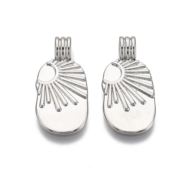 PandaHall Brass Pendants, Oval with Sun, Nickel Free, Real Platinum Plated, 21.5x10.5x4.5mm, Hole: 2mm Brass Oval
PandaHall Brass Pendants, Oval with Sun, Nickel Free, Real Platinum Plated, 21.5x10.5x4.5mm, Hole: 2mm Brass Oval