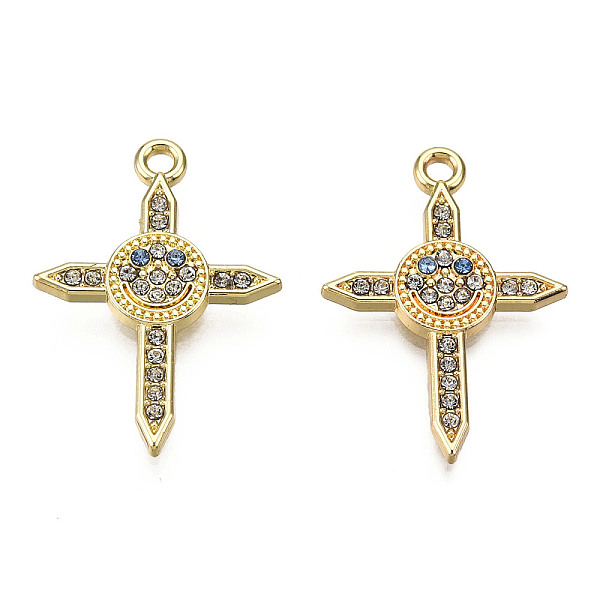 PandaHall Rack Plating Alloy Pendants, with Crystal & Sapphire Rhinestone, Cadmium Free & Nickel Free & Lead Free, Cross with Smiling Face..., Blue
PandaHall Rack Plating Alloy Pendants, with Crystal & Sapphire Rhinestone, Cadmium Free & Nickel Free & Lead Free, Cross with Smiling Face..., Blue