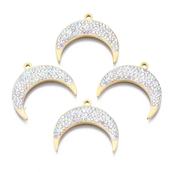 PandaHall 316 Surgical Stainless Steel Pendants, with Micro Pave Cubic Zirconia, Real 14K Gold Plated, Moon, Clear AB, 19x22.5x2mm, Hole..., White
PandaHall 316 Surgical Stainless Steel Pendants, with Micro Pave Cubic Zirconia, Real 14K Gold Plated, Moon, Clear AB, 19x22.5x2mm, Hole..., White