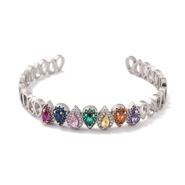 PandaHall Brass Pave Colorful Cubic Zirconia Open Cuff Bangles for Women, Platinum, Teardrop, Inner Diameter: 2-1/4 inch(5.6cm), 7~9mm Cubic...
PandaHall Brass Pave Colorful Cubic Zirconia Open Cuff Bangles for Women, Platinum, Teardrop, Inner Diameter: 2-1/4 inch(5.6cm), 7~9mm Cubic...
