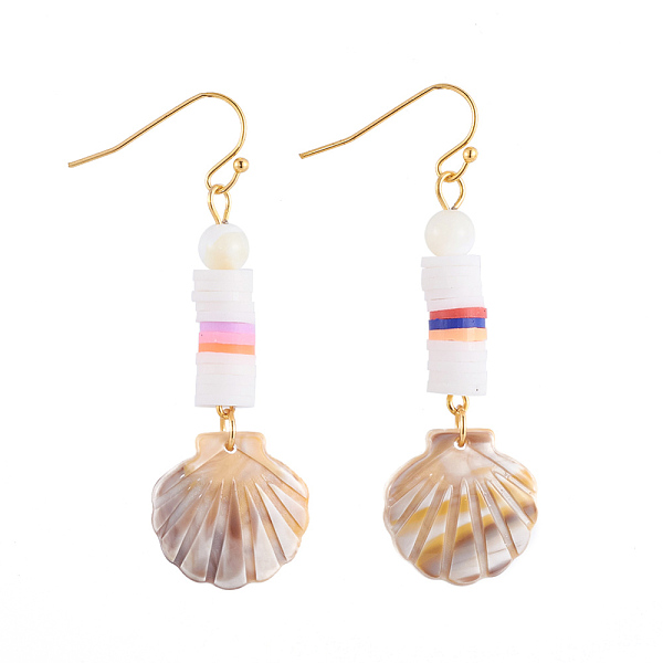 PandaHall Dangle Earrings, with Polymer Clay Heishi Beads, Cellulose Acetate(Resin) Pendants, Sea Shell Beads and Golden Plated Brass..., White
PandaHall Dangle Earrings, with Polymer Clay Heishi Beads, Cellulose Acetate(Resin) Pendants, Sea Shell Beads and Golden Plated Brass..., White